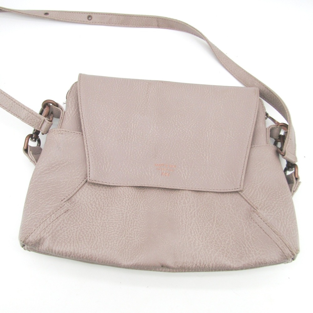 Matt & Nat Vegan Leather Crossbody Bag Gray Pink Recycled Lining Messenger